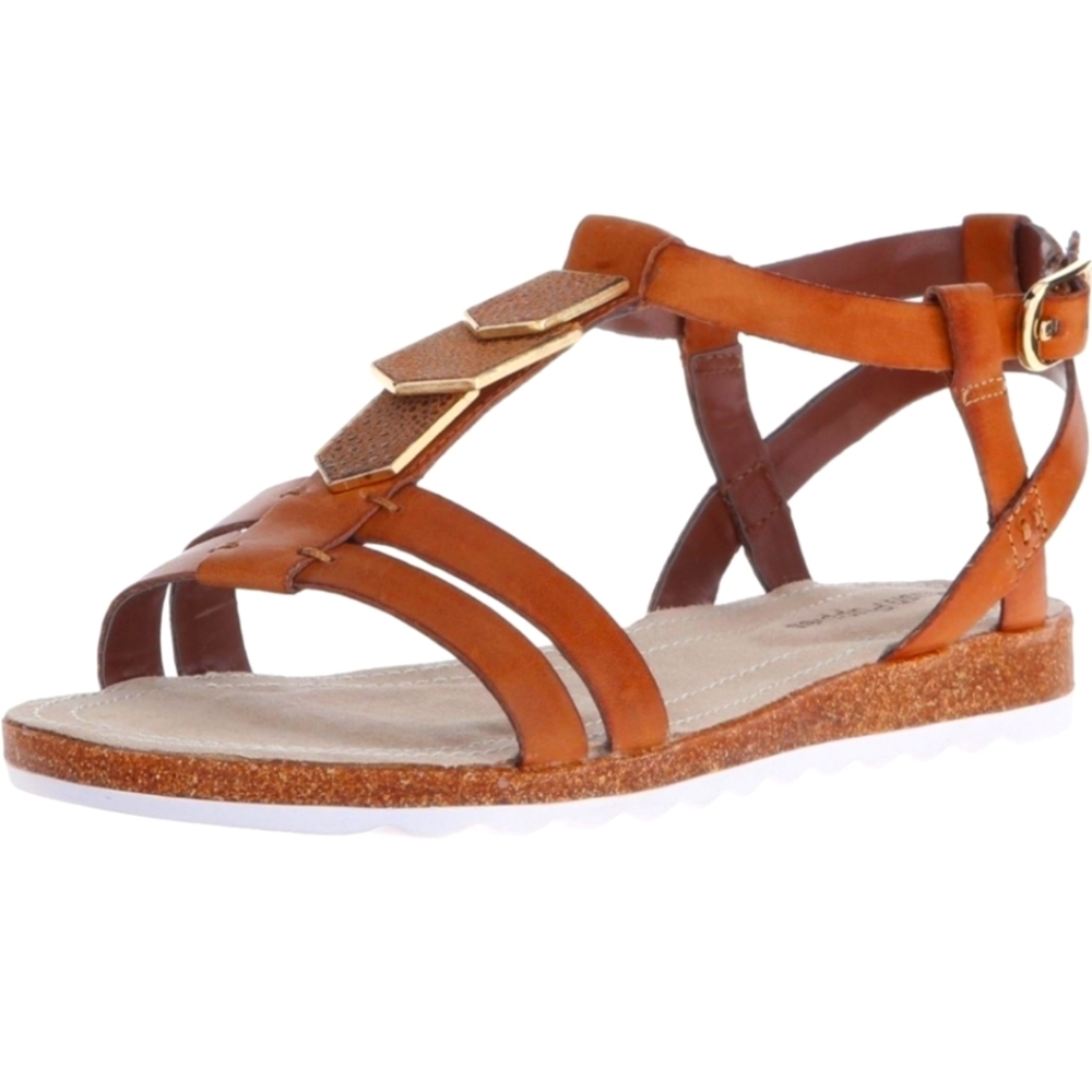 ✨️💲⬇️ Hush Puppies 7.5 38.5 Brown Leather Gladiator Summer Sandals Cork Rubber
